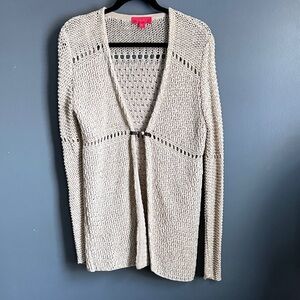 Elegant Cream Knit Open-Front Cardigan